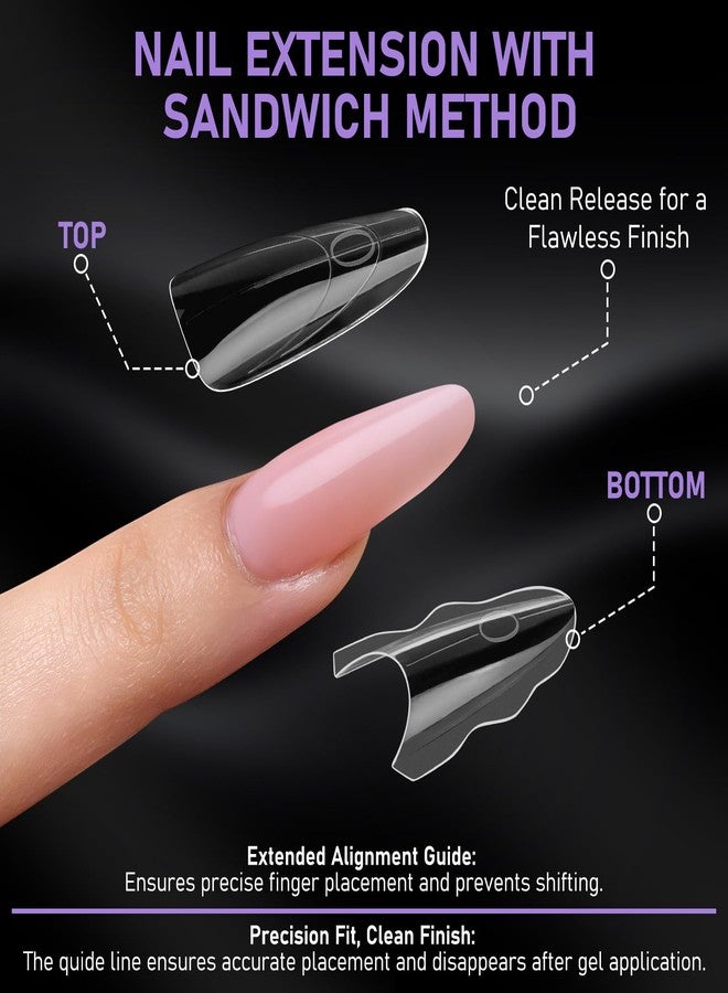 TOROKOM Sandwich Nails Dual Forms - 240Pcs Dual Forms for Builder Gel & Poly Gel 15 Sizes Almond Round Nail Mold for Quick Nails Extension, No Paper Forms Needed, Salon Nail Art Tools - Image 4